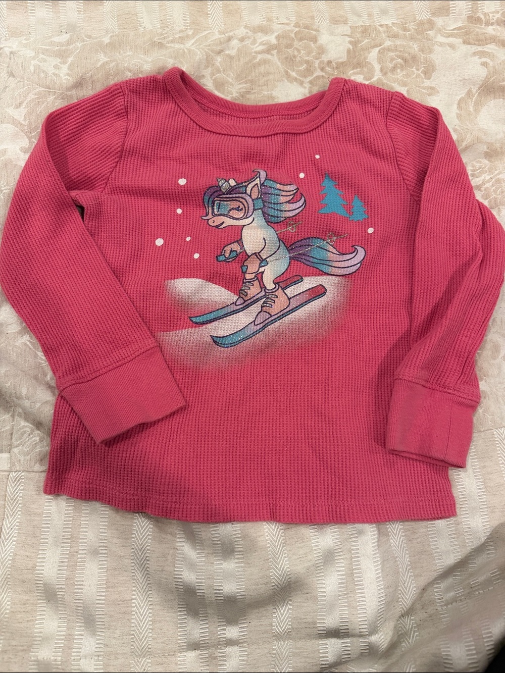 Garanimals Pink Long-Sleeve Skiing Unicorn Thermal Top